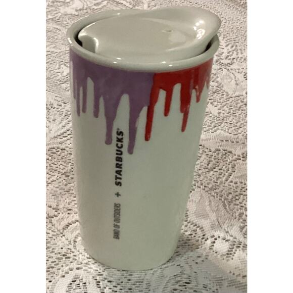 Starbucks Band Of Outsiders Rainbow Drip Ceramic Traveler Mug + Lid 2014 - Picture 4 of 6